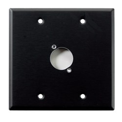 Whirlwind Wall Plate - 2 Gang Black Punched for 1 Whirlwind/Switchcraft D3F